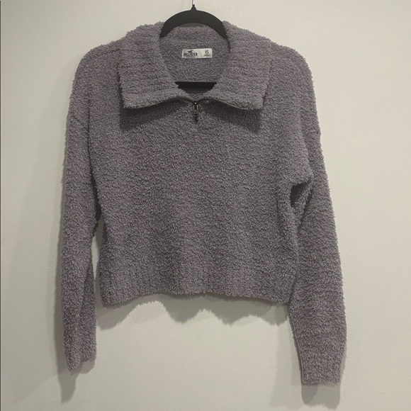 Hollister Lavender Fluffy Zip-Up Sweater Size XS - Picture 1 of 7